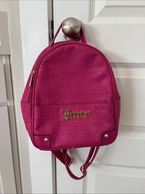Juicy Couture Hot Pink Embossed Mini Backpack with Gold Hardware